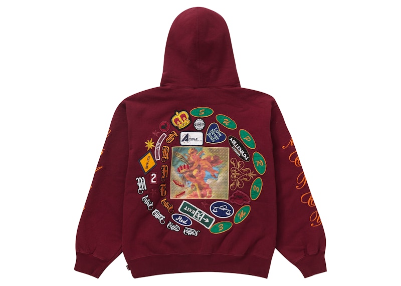 Supreme Patches Spiral Hooded Sweatshirt Cardinal