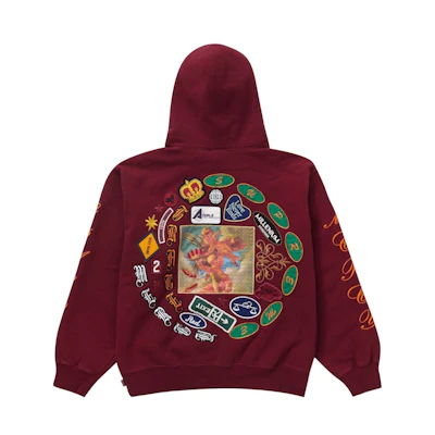 Supreme Patches Spiral Hooded Sweatshirt Cardinal