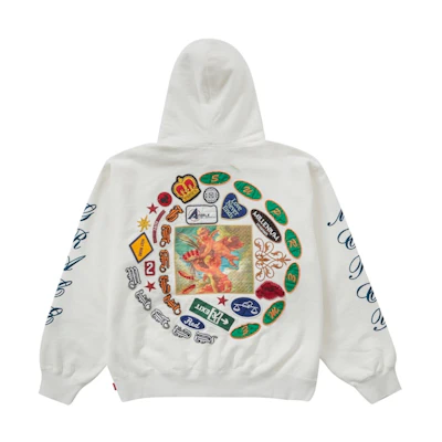 Supreme Patches Spiral Hooded Sweatshirt White