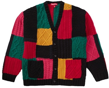 Supreme Patchwork Cable Knit Cardigan Black Buy Supreme Patchwork Cable Knit Cardigan Black