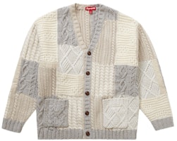 Supreme Patchwork Cable Knit Cardigan Ivory Supreme Patchwork Cable Knit Cardigan Ivory