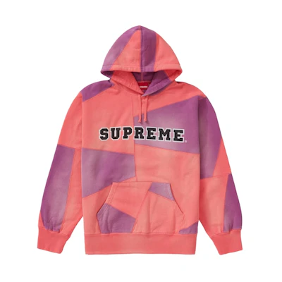 Supreme Patchwork Hooded Sweatshirt Bright Coral