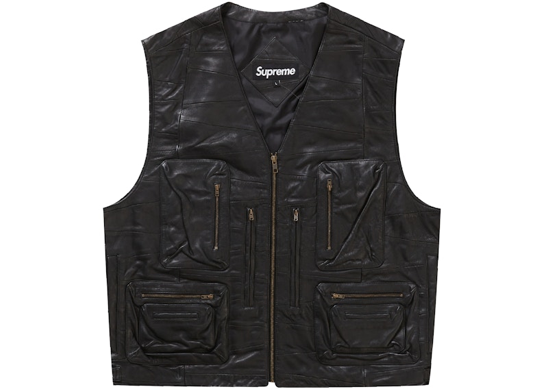 Supreme Patchwork Leather Cargo Vest Black