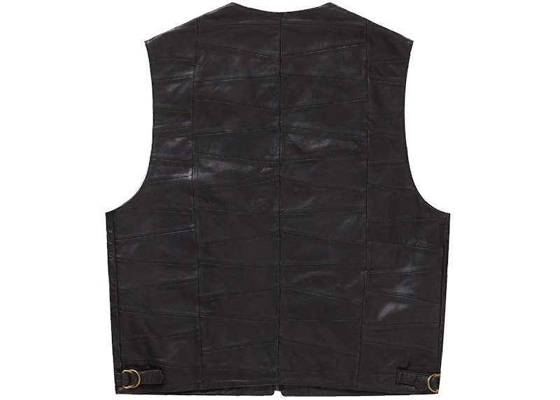 Order 슈프림 패치워크 가죽 카고 조끼 블랙 
