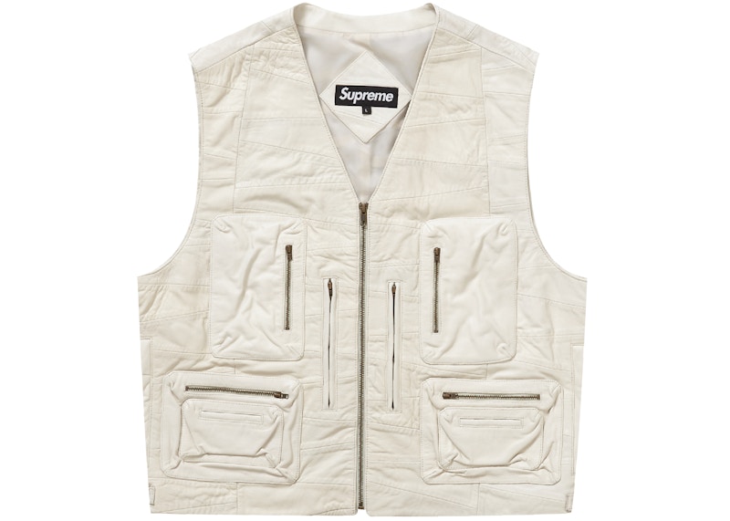 Supreme Patchwork Leather Cargo Vest White