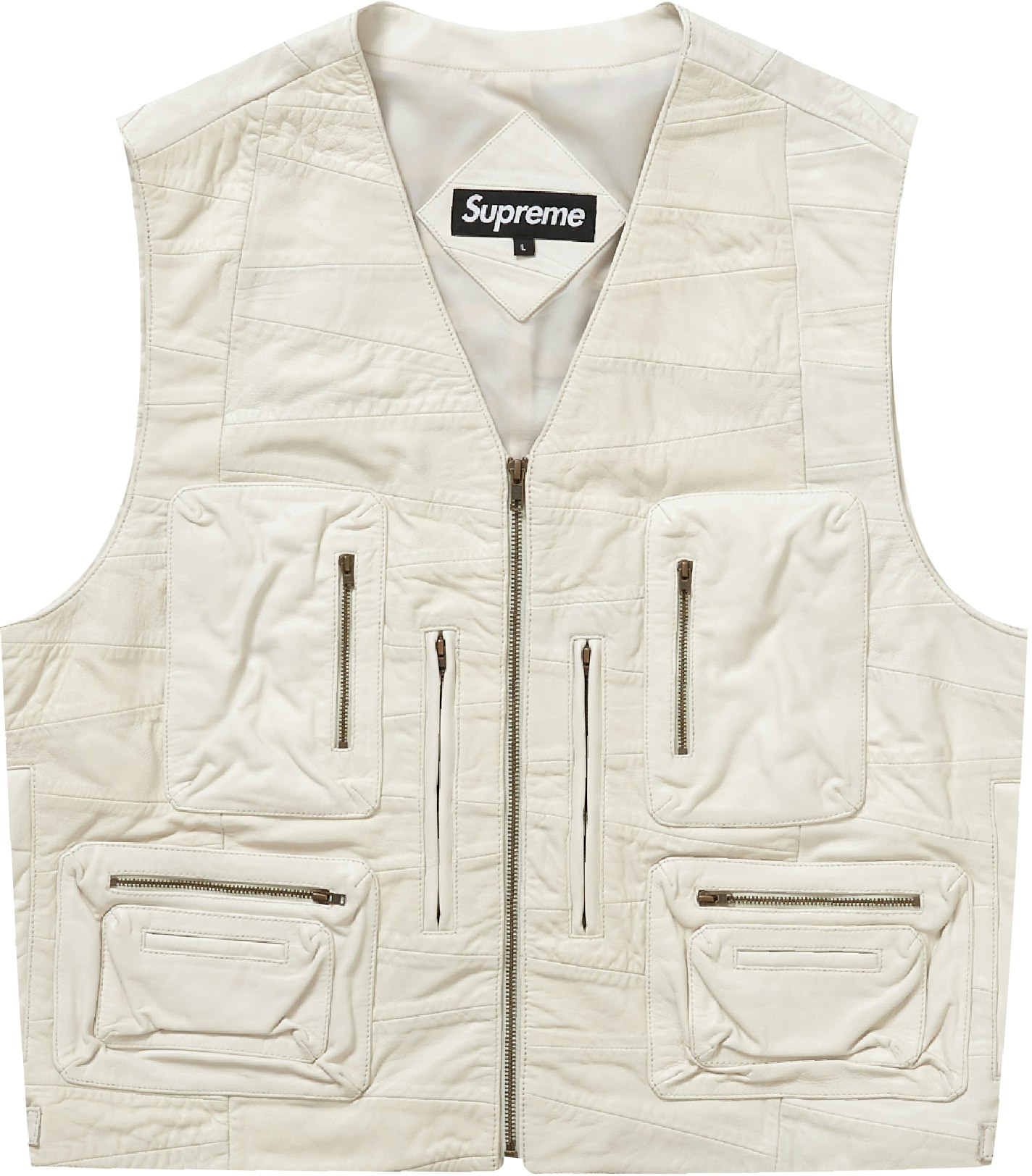 Supreme Patchwork Leather Cargo Vest White - Novelship