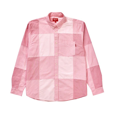 Supreme Patchwork Oxford Shirt Red