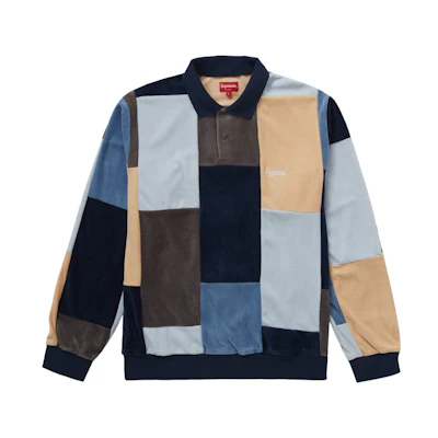 Supreme Patchwork Velour L/S Polo Navy