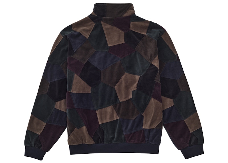 Order Supreme Jaket Trek Velour Patchwork Navy Gelap