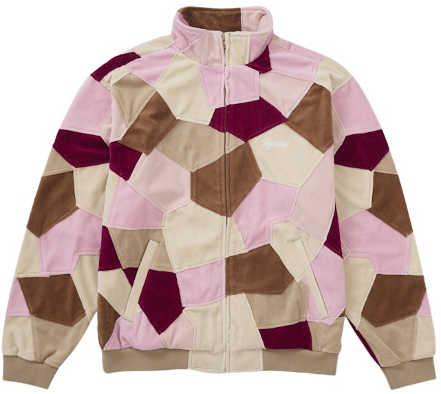 supreme-patchwork-velour-track-jacket-tan