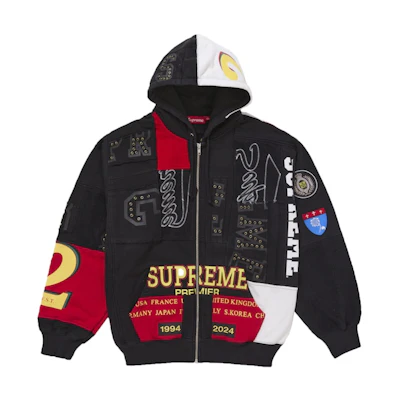 Supreme Patchwork Zip Up Hooded Sweatshirt (SS25) Black