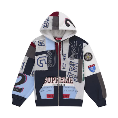 Supreme Patchwork Zip Up Hooded Sweatshirt (SS25) Navy