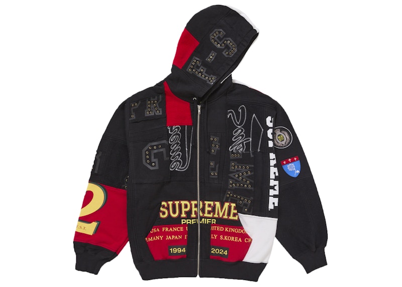 Supreme Patchwork Zip Up Hooded Sweatshirt (SS25) Black 圖 2