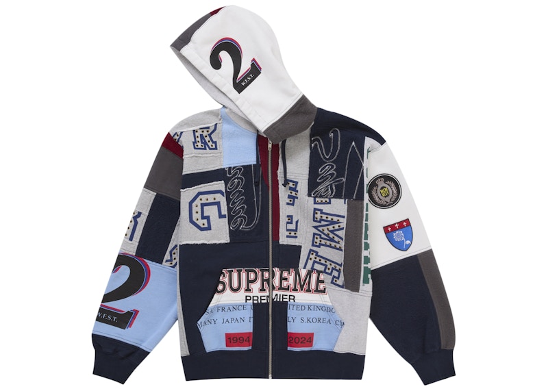 Supreme Patchwork Zip Up Hooded Sweatshirt (SS25) Navy 圖 2