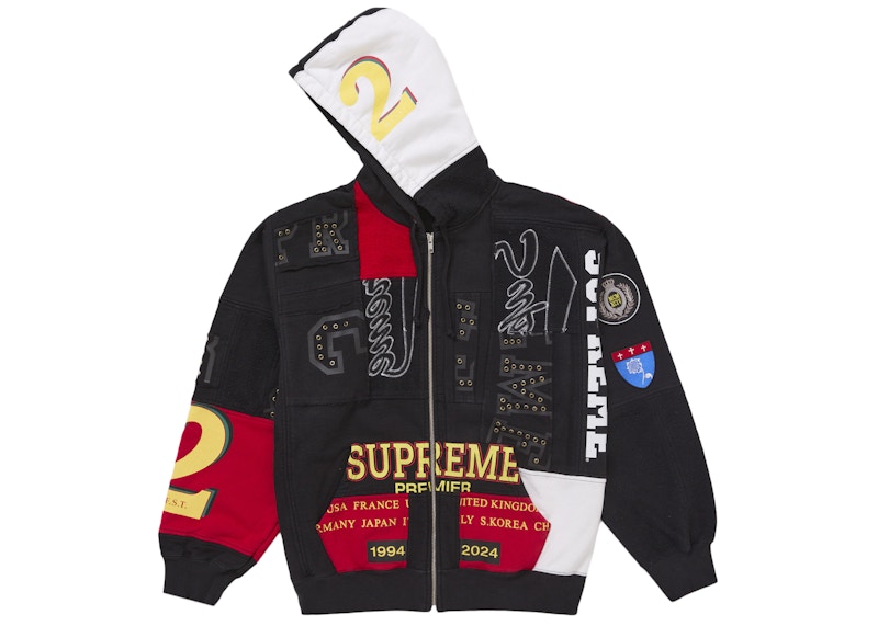 Supreme Patchwork Zip Up Hooded Sweatshirt (SS25) Black 圖 3
