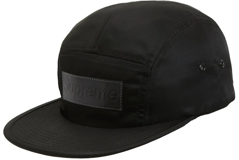 supreme-patent-leather-patch-camp-cap-black