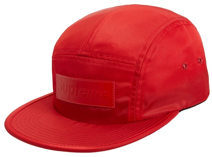 supreme-patent-leather-patch-camp-cap-red
