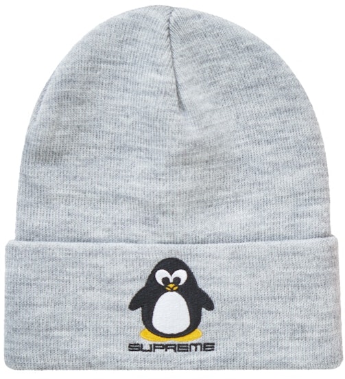 supreme-penguin-beanie-heather-grey