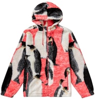 Supreme Penguins Hooded Fleece Jacket Pink Supreme Penguins Hooded Fleece Jacket Pink