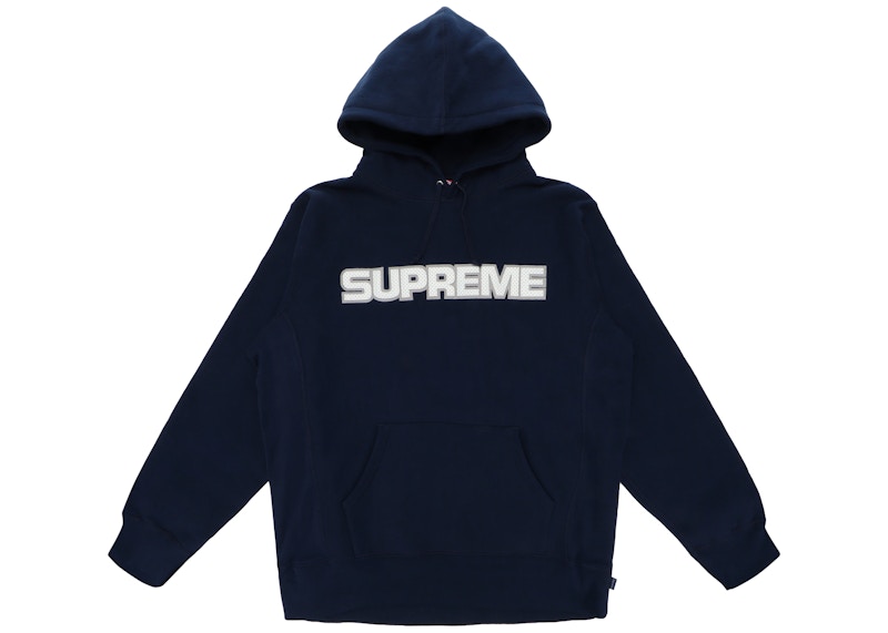 Supreme Perforated Leather Hooded Sweatshirt Navy