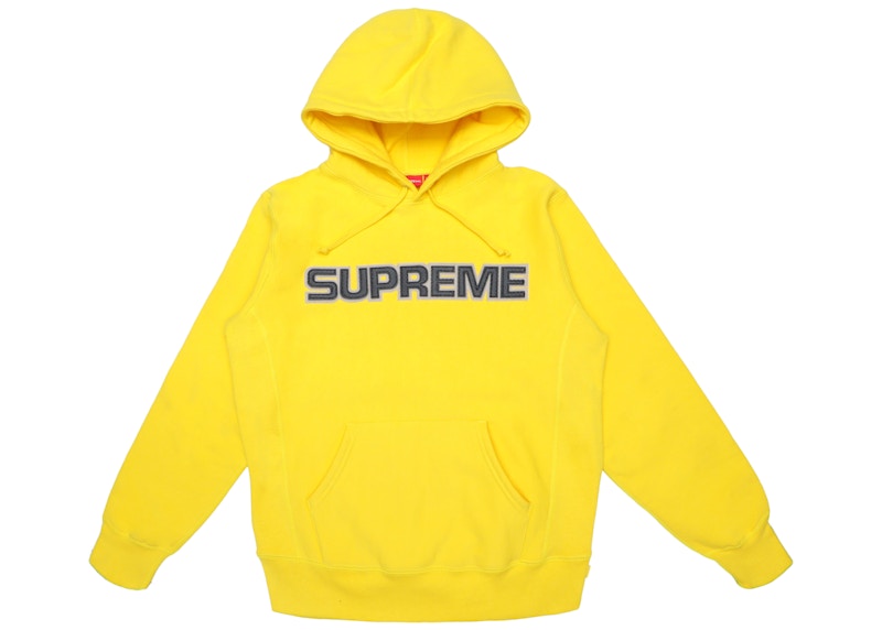 Supreme Perforated Leather Hooded Sweatshirt Yellow