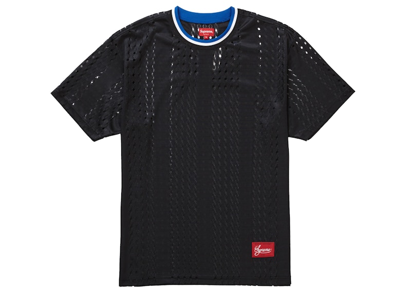 Supreme Perforated Stripe Warm Up Top Black