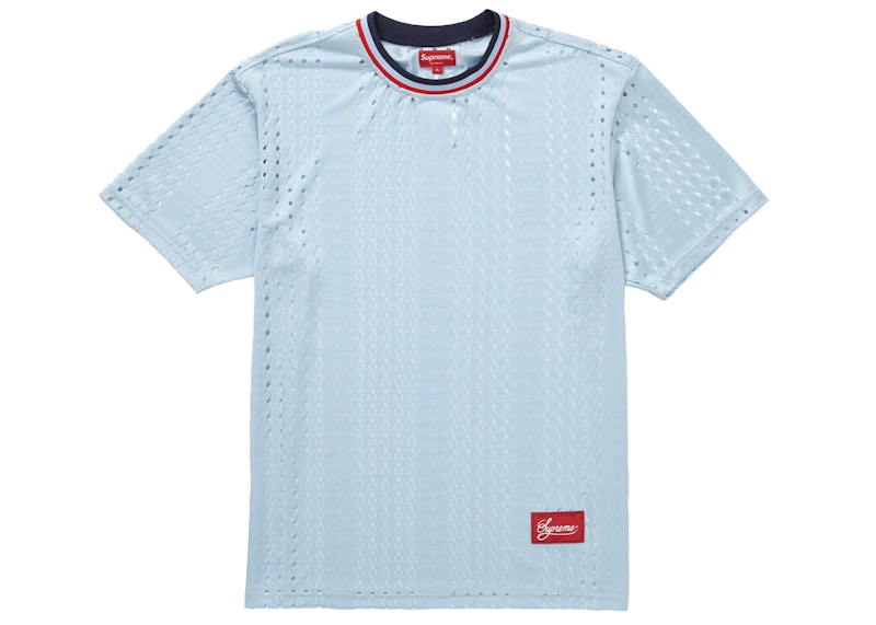 Buy Supreme Perforated Stripe Warm Up Top Biru Muda