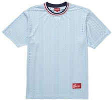 Supreme Perforated Stripe Warm Up Top Light Blue
