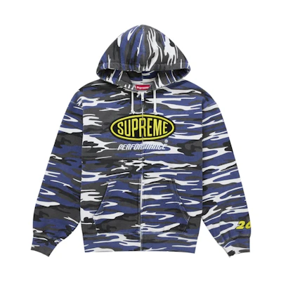 Supreme Performance Zip Up Hooded Sweatshirt Blue Camo