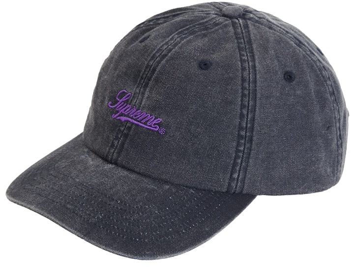 supreme-pigment-print-script-logo-6-panel-navy