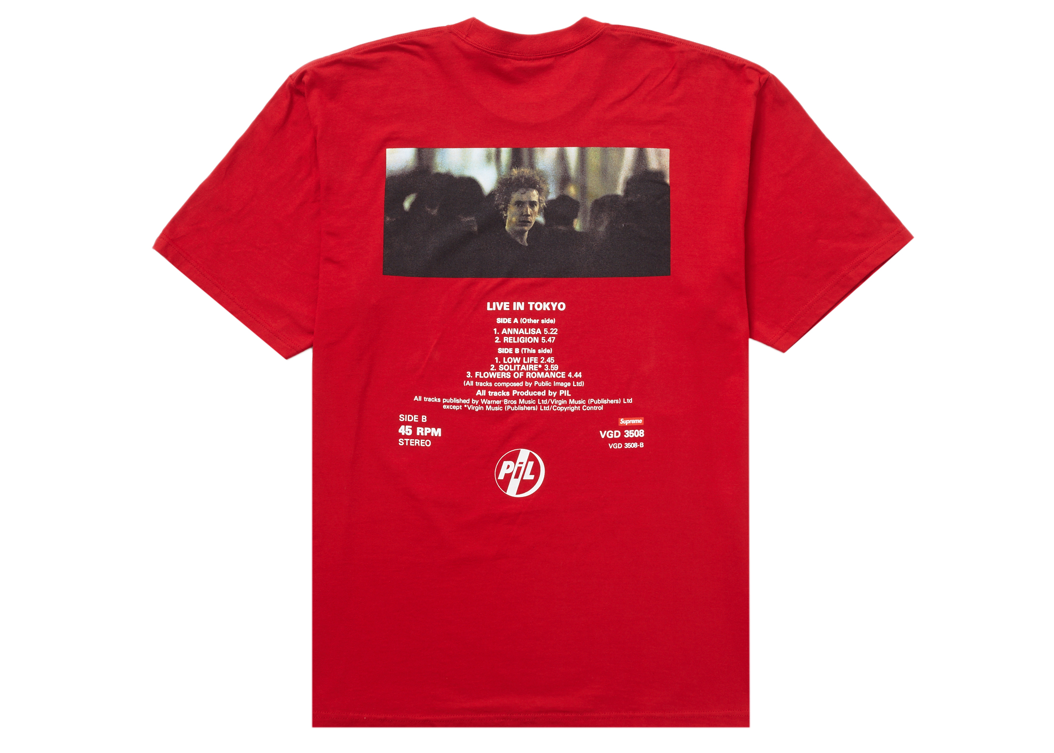 Supreme PiL Live In Tokyo Tee Red - Novelship