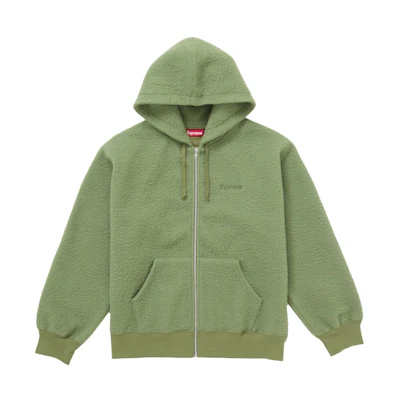 Supreme Pilled Zip Up Hooded Sweatshirt Olive