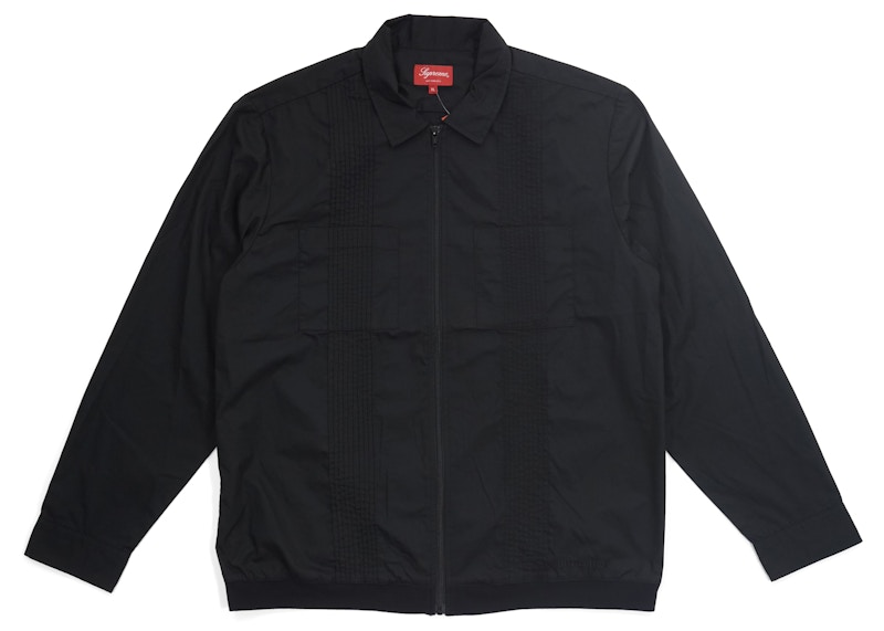 Buy Supreme黑色褶皱拉链衬衫