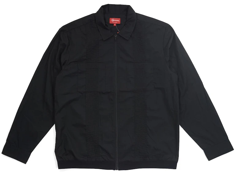 supreme-pin-tuck-zip-up-shirt-black
