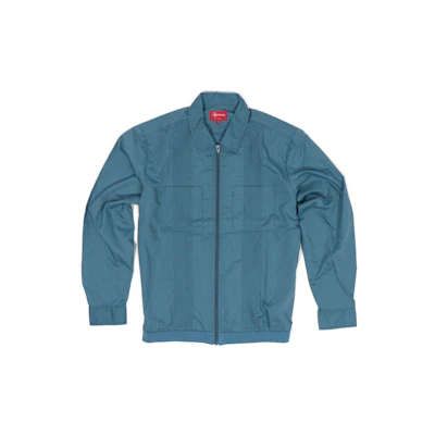Supreme Pin Tuck Zip Up Shirt Light Blue