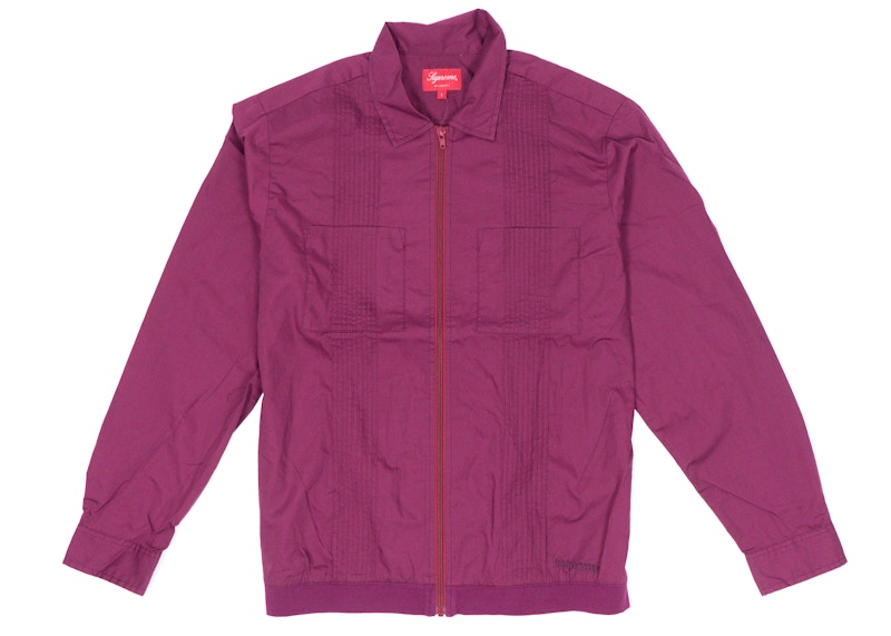 Supreme Pin Tuck Zip Up Shirt Plum