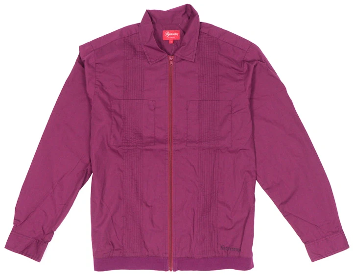 supreme-pin-tuck-zip-up-shirt-plum