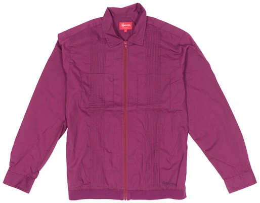 Supreme Pin Tuck Zip Up Shirt Plum Buy Supreme Pin Tuck Zip Up Shirt Plum