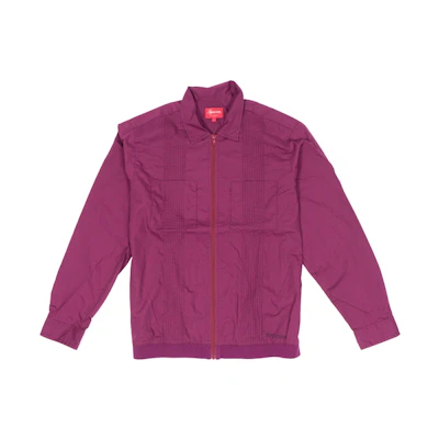 Supreme Pin Tuck Zip Up Shirt Plum