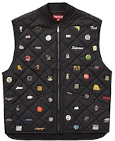 Supreme Pins Quilted Work Vest Black Supreme Pins Quilted Work Vest Black
