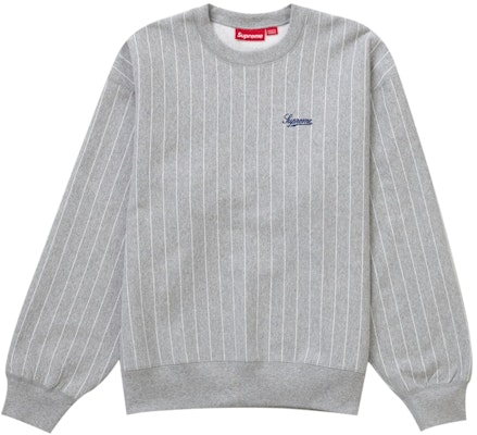 Supreme Pinstripe Crewneck Heather Grey Buy Supreme Pinstripe Crewneck Heather Grey