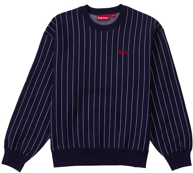 supreme-pinstripe-crewneck-navy