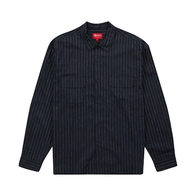 Supreme Pinstripe Linen Shirt Navy