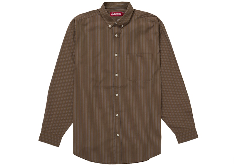 Supreme Pinstripe Shirt Brown