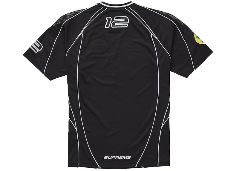 Order 슈프림 파이핑 축구 저지 블랙