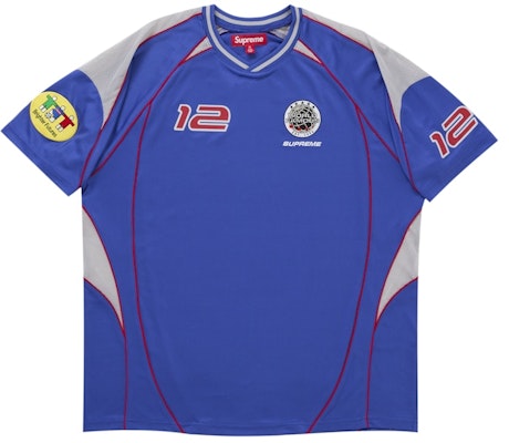 Supreme Camiseta de Fútbol Azul con Ribetes Buy Supreme Camiseta de Fútbol Azul con Ribetes