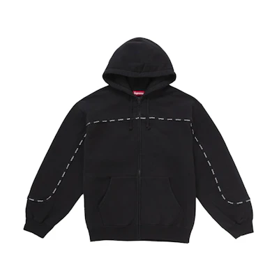 Supreme Piping Zip Up Hooded Sweatshirt Black