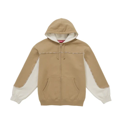 Supreme Piping Zip Up Hooded Sweatshirt Brown