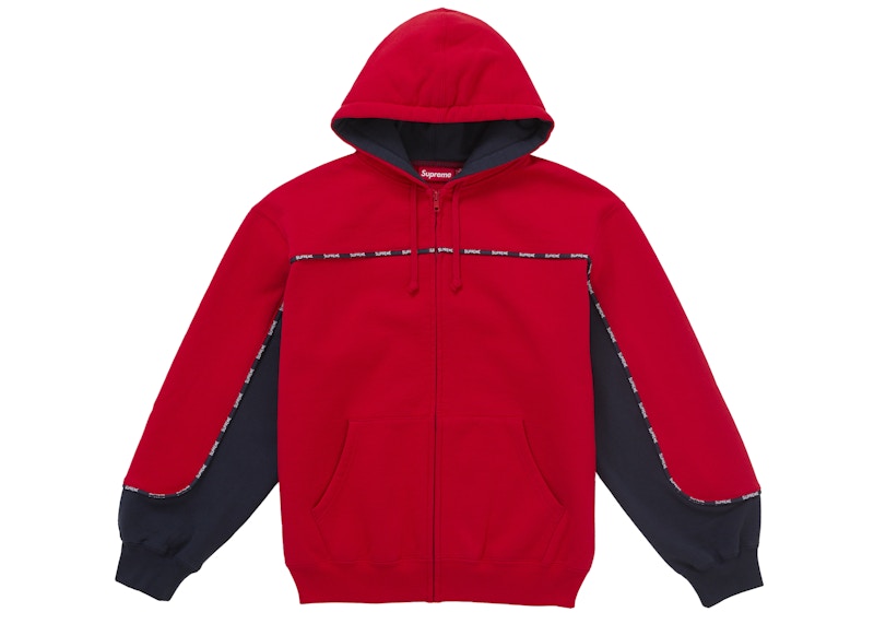 Supreme Piping Zip Up Hooded Sweatshirt Red