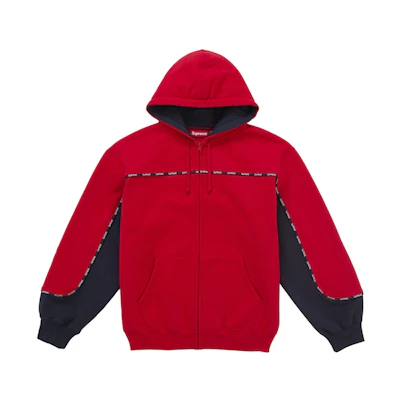 Supreme Piping Zip Up Hooded Sweatshirt Red